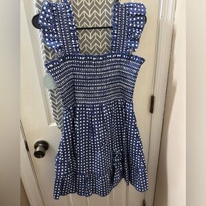 Hill House nap dress in blue basket weave